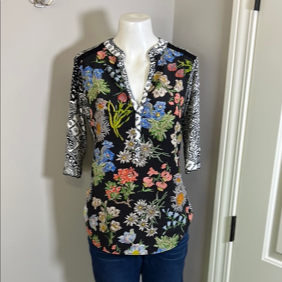 Anthropologie Tiny Lacona Popover Top Floral Boho Colorful Flowy Shirt Sz S - Picture 3 of 13